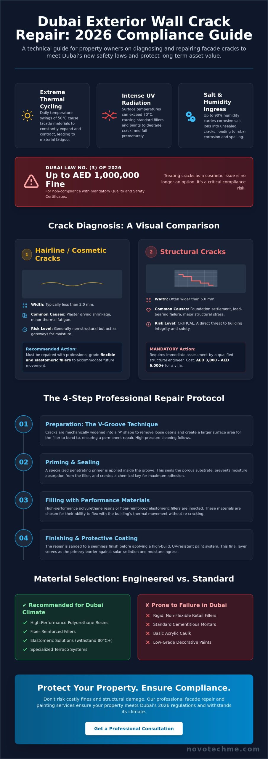 Exterior Wall Crack Repair Before Painting in Dubai: The 2026 Professional Guide