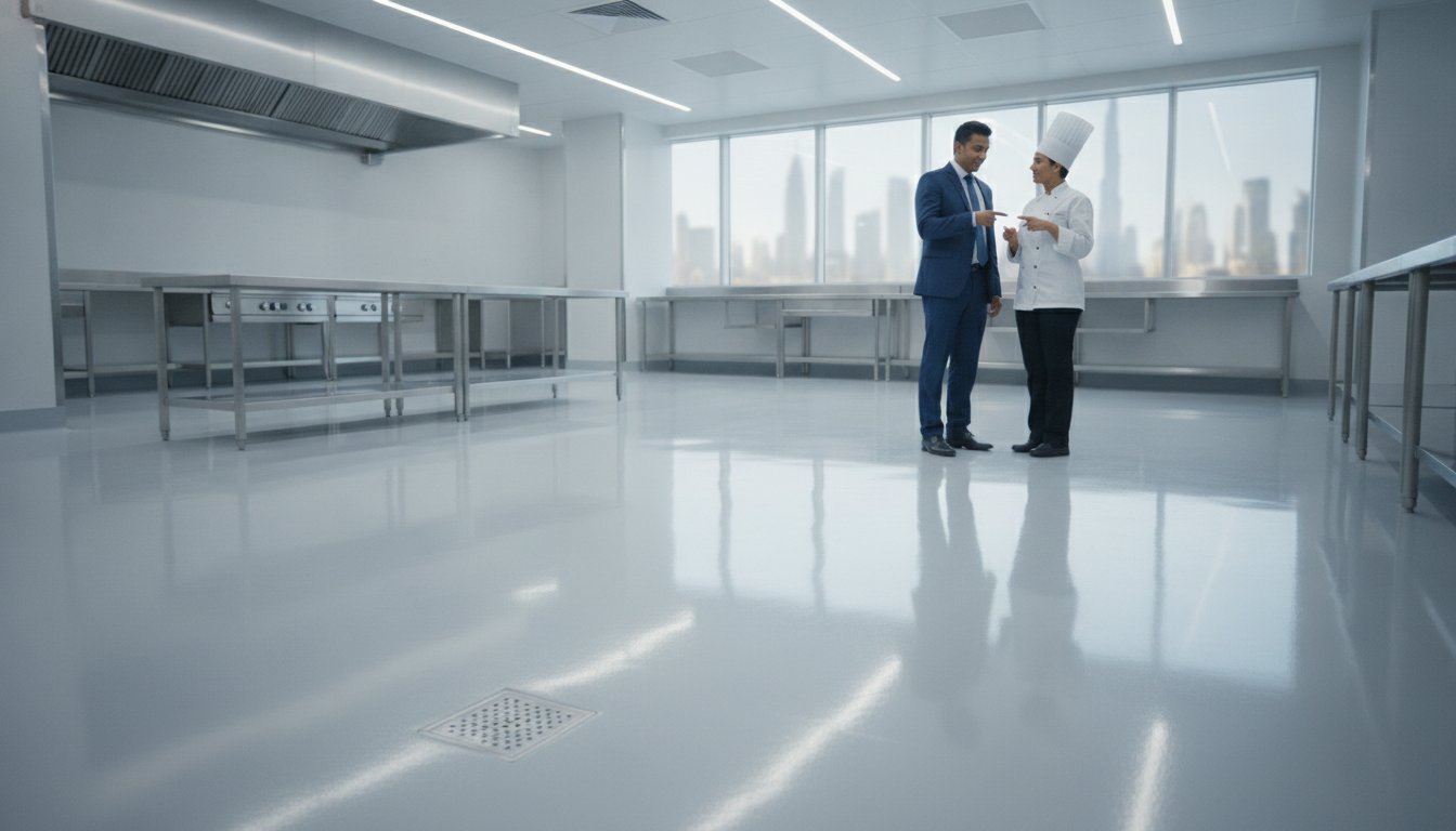 Commercial Kitchen Epoxy Flooring Requirements Dubai: The 2026 Compliance Guide